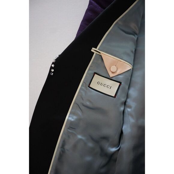 Gucci Men's Sz 44 Purple Embellished Wool Brocade Jacquard Evening Jacket - Picture 8 of 14